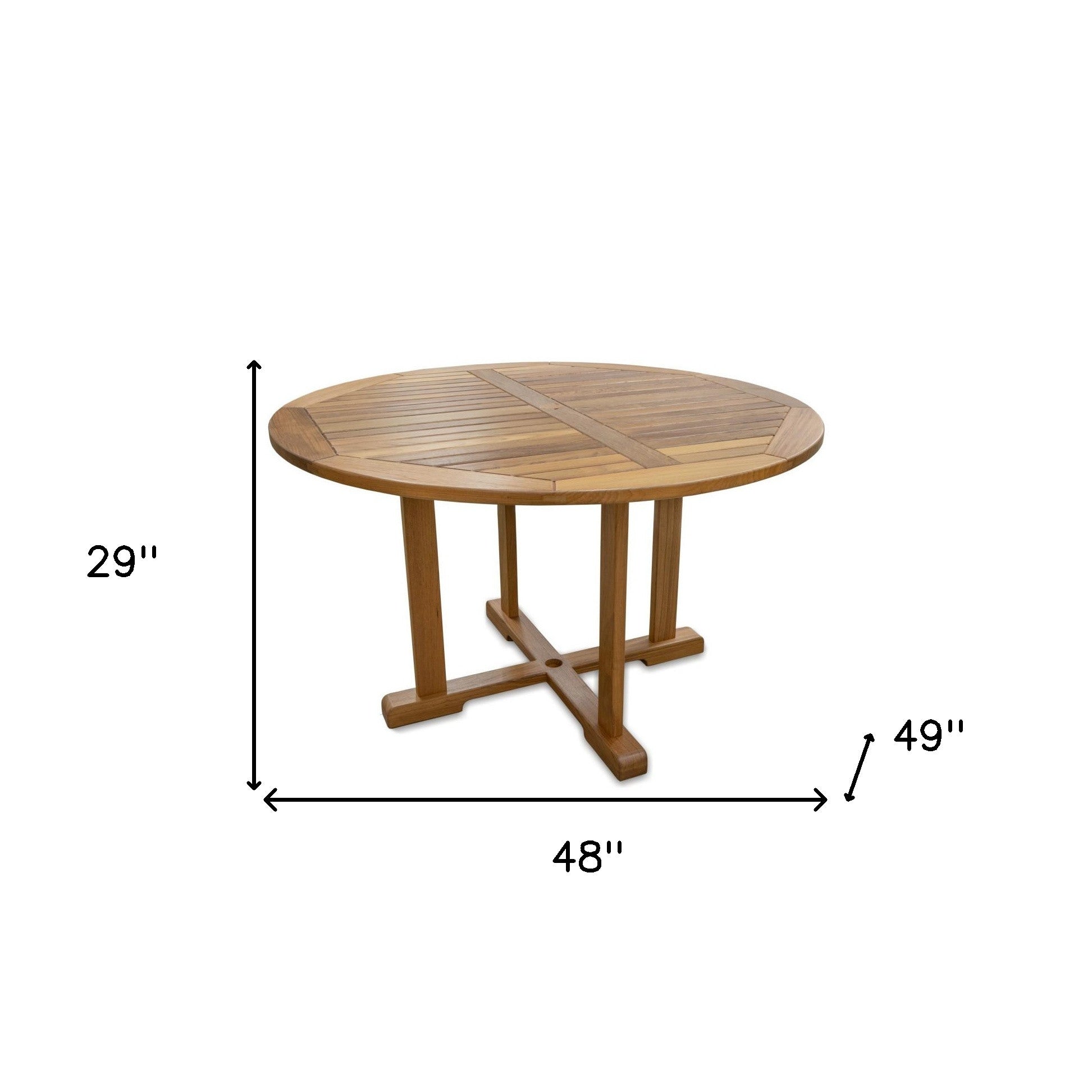 48" Brown Round Solid Teak Wood Dining Table - Loft&Timber