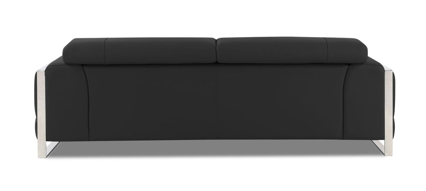 89" Dark Gray Italian Leather Sofa With Silver Legs-4
