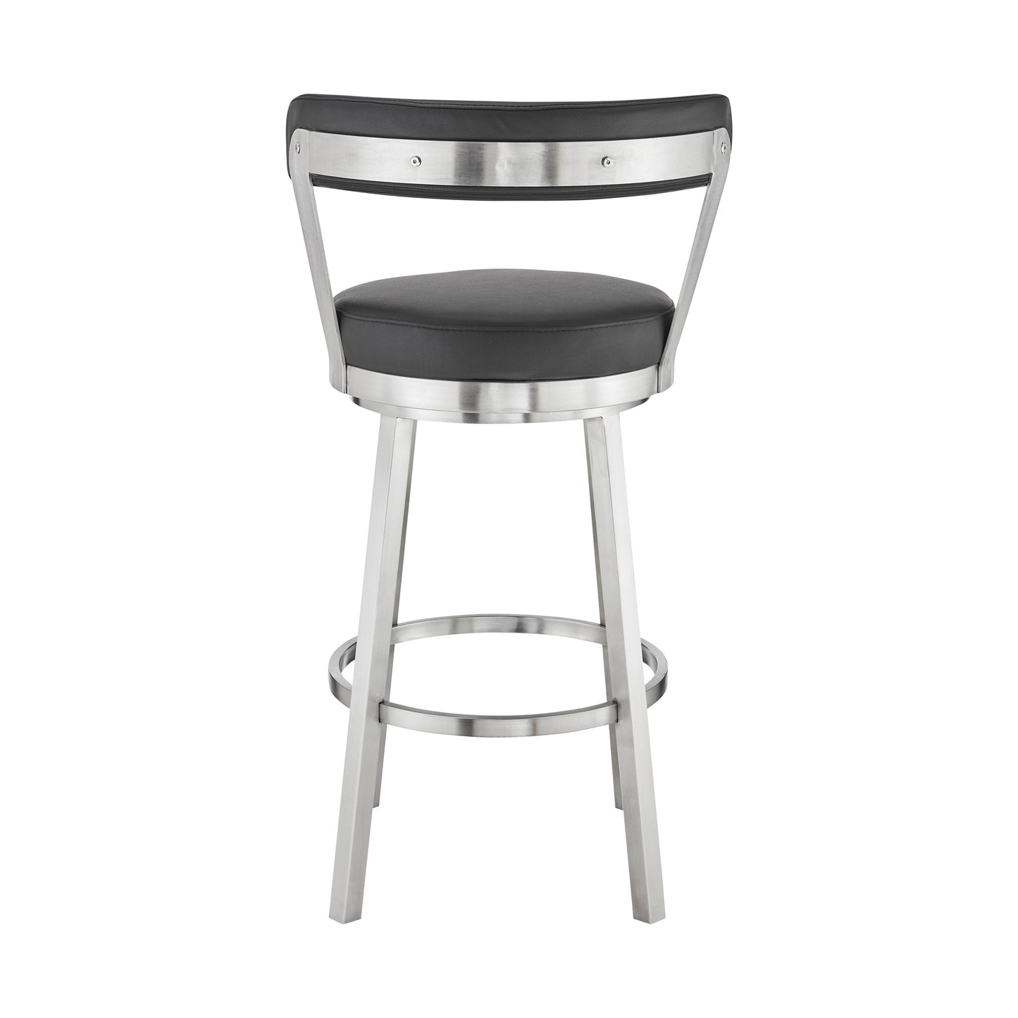 30" Black And Silver Iron Swivel Backless Bar Height Bar Chair - Loft&Timber
