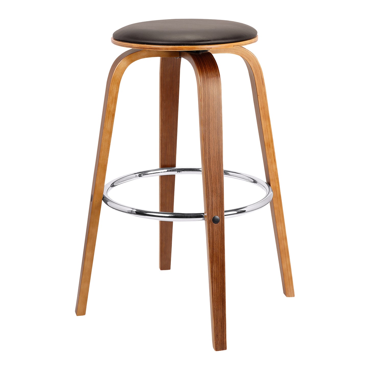 25" Brown Iron Swivel Backless Counter Height Bar Chair - Loft&Timber