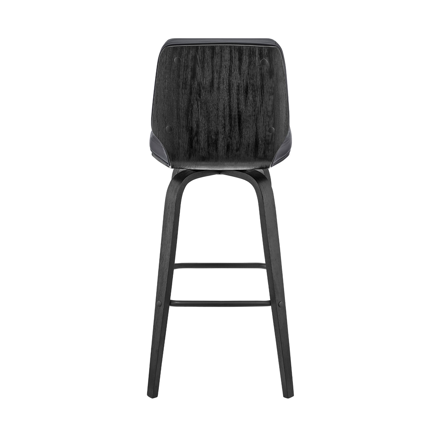 31" Gray And Black Faux Leather And Iron Swivel Bar Height Bar Chair - Loft&Timber