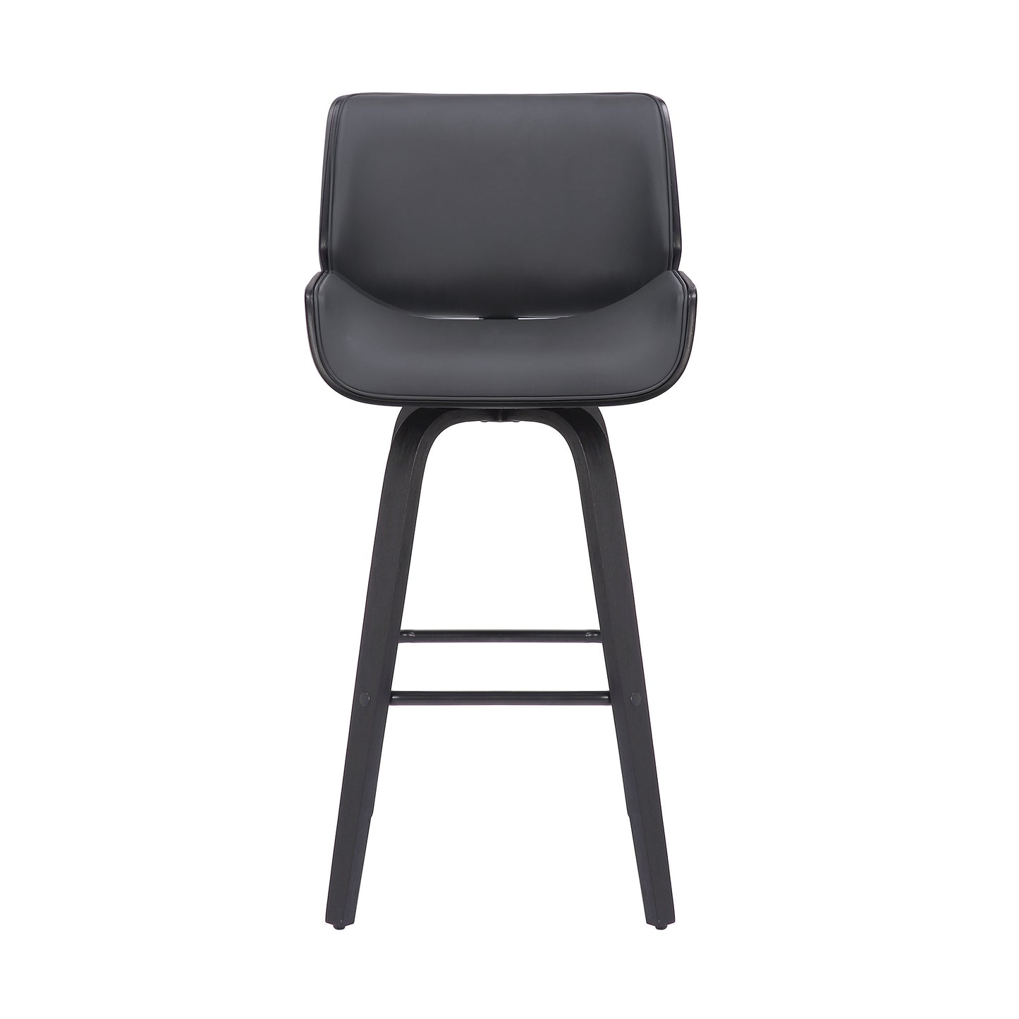 30" Gray and Black Faux Leather and Iron Bar Height Swivel Bar Chair - Loft&Timber