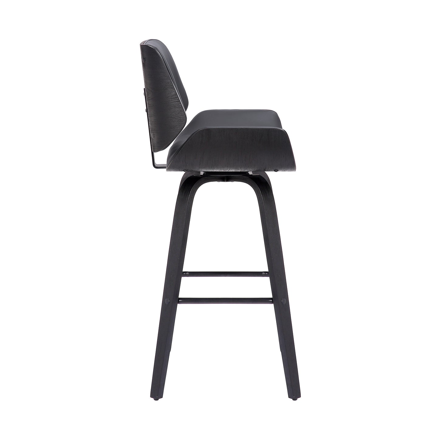 30" Gray and Black Faux Leather and Iron Bar Height Swivel Bar Chair - Loft&Timber
