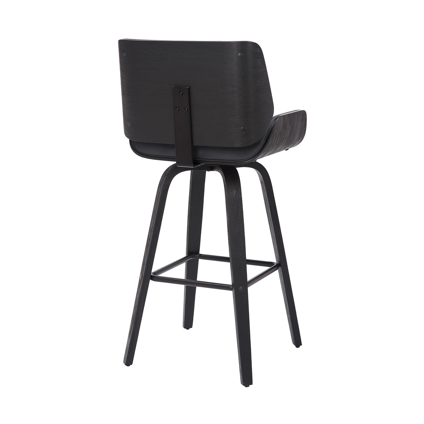 30" Gray and Black Faux Leather and Iron Bar Height Swivel Bar Chair - Loft&Timber