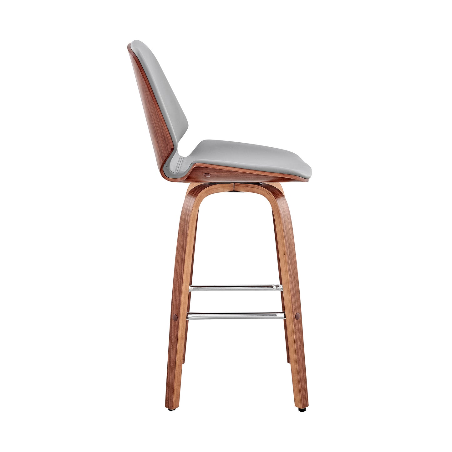 26" Gray And Brown Swivel Counter Height Bar Chair - Loft&Timber