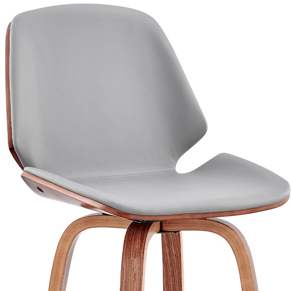26" Gray And Brown Swivel Counter Height Bar Chair - Loft&Timber