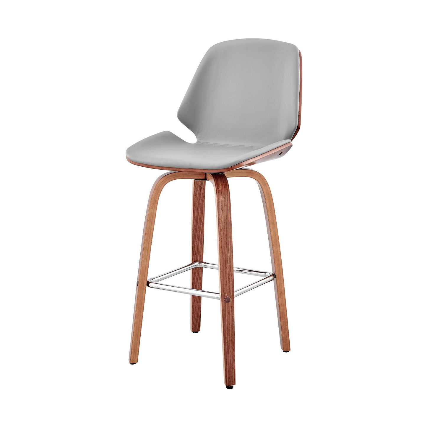 26" Gray And Brown Swivel Counter Height Bar Chair - Loft&Timber