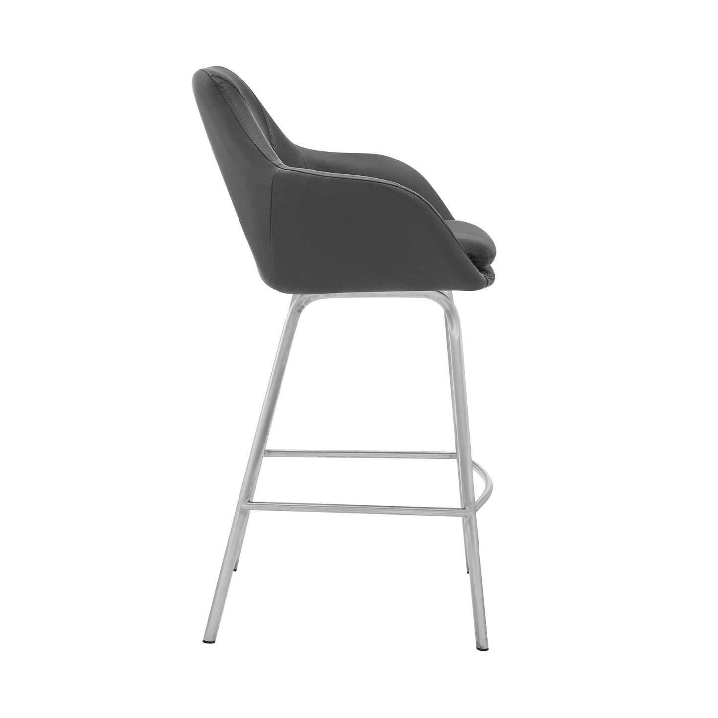 30" Gray And Silver Iron Swivel Low Back Bar Height Bar Chair - Loft&Timber