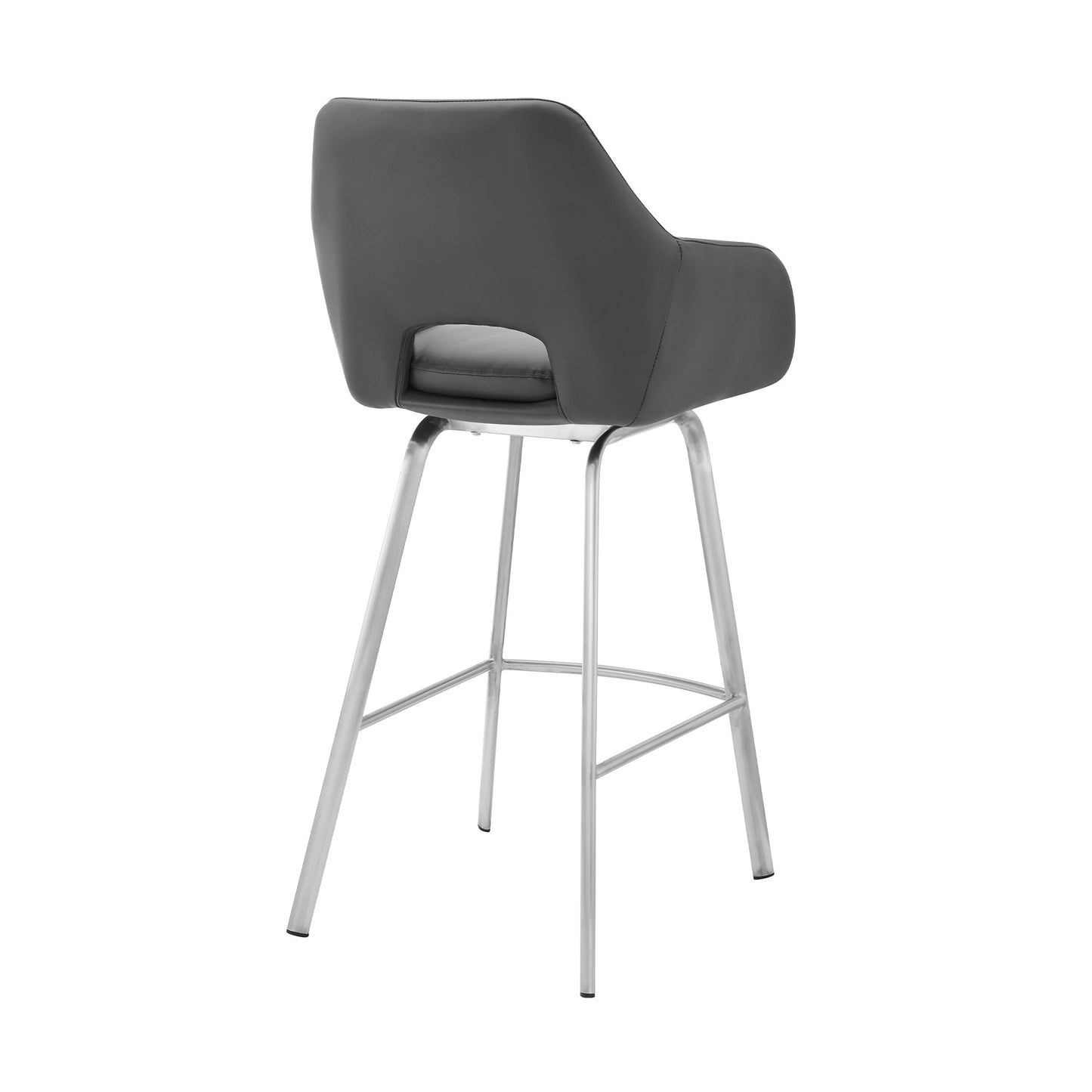 30" Gray And Silver Iron Swivel Low Back Bar Height Bar Chair - Loft&Timber
