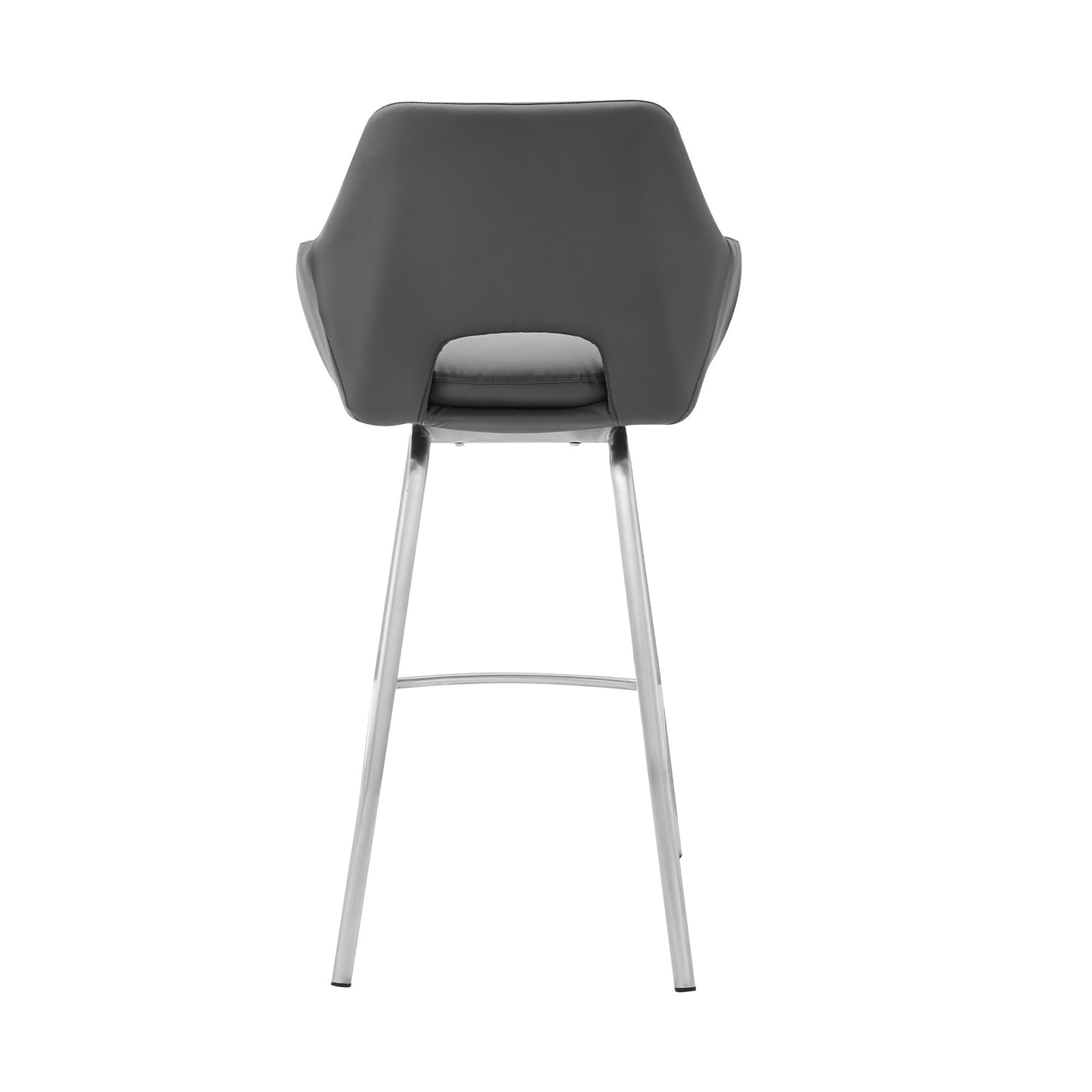 30" Gray And Silver Iron Swivel Low Back Bar Height Bar Chair - Loft&Timber