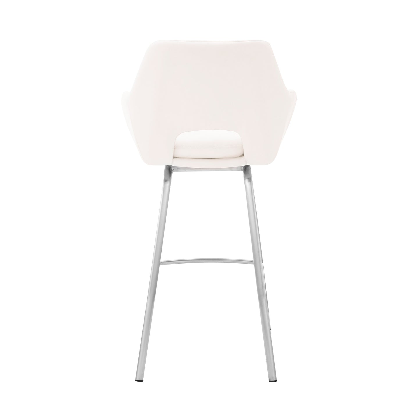 30" White And Silver Iron Swivel Low Back Bar Height Bar Chair - Loft&Timber