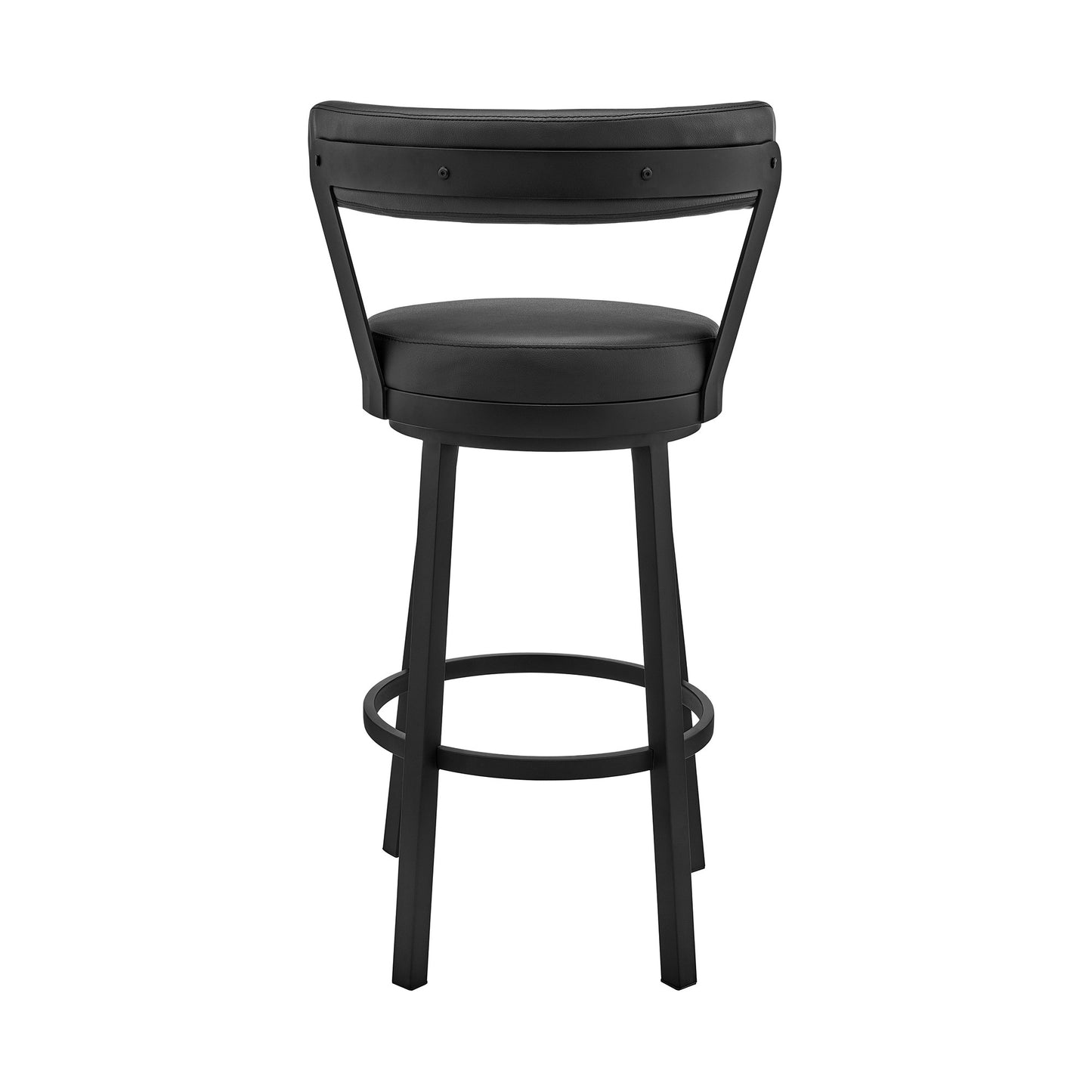 30" Black Faux Leather and Steel Low Back Bar Height Swivel Bar Chair - Loft&Timber