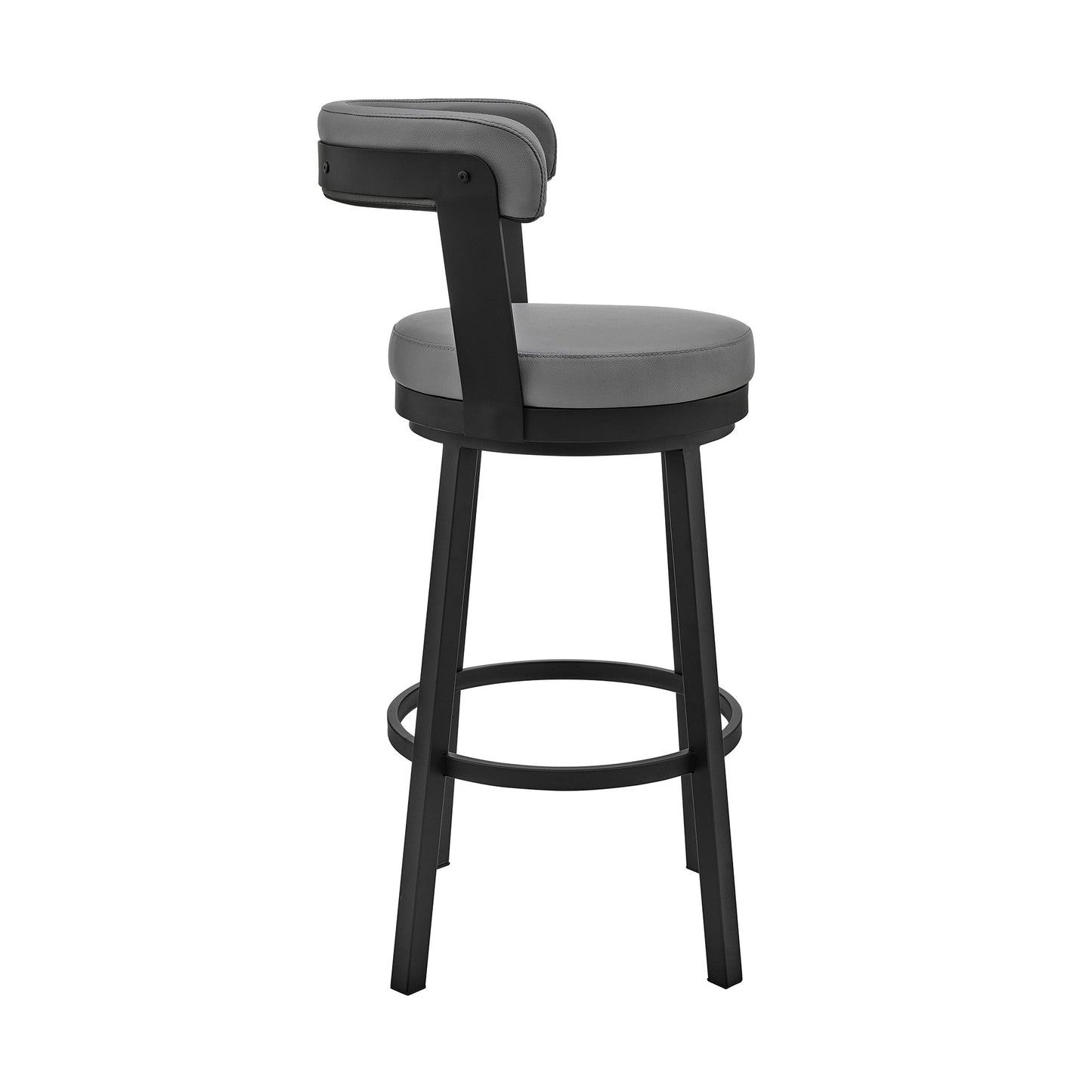 30" Gray And Black Iron Swivel Bar Height Bar Chair - Loft&Timber