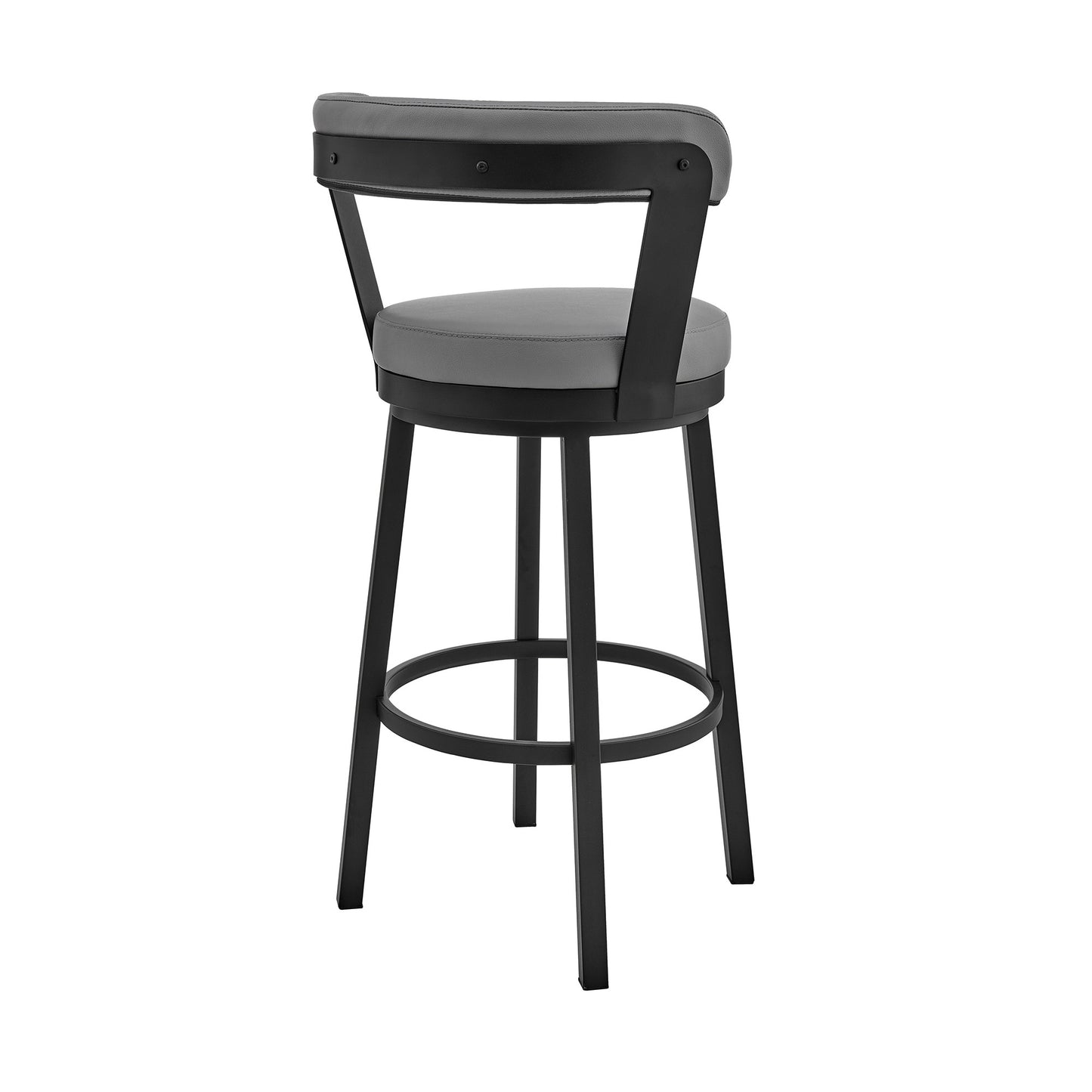 30" Gray And Black Iron Swivel Bar Height Bar Chair - Loft&Timber