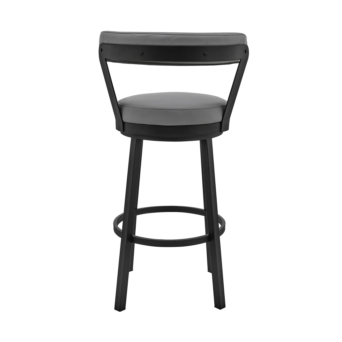 30" Gray And Black Iron Swivel Bar Height Bar Chair - Loft&Timber