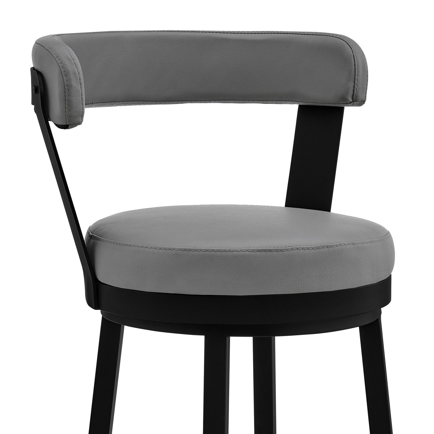 30" Gray And Black Iron Swivel Bar Height Bar Chair - Loft&Timber