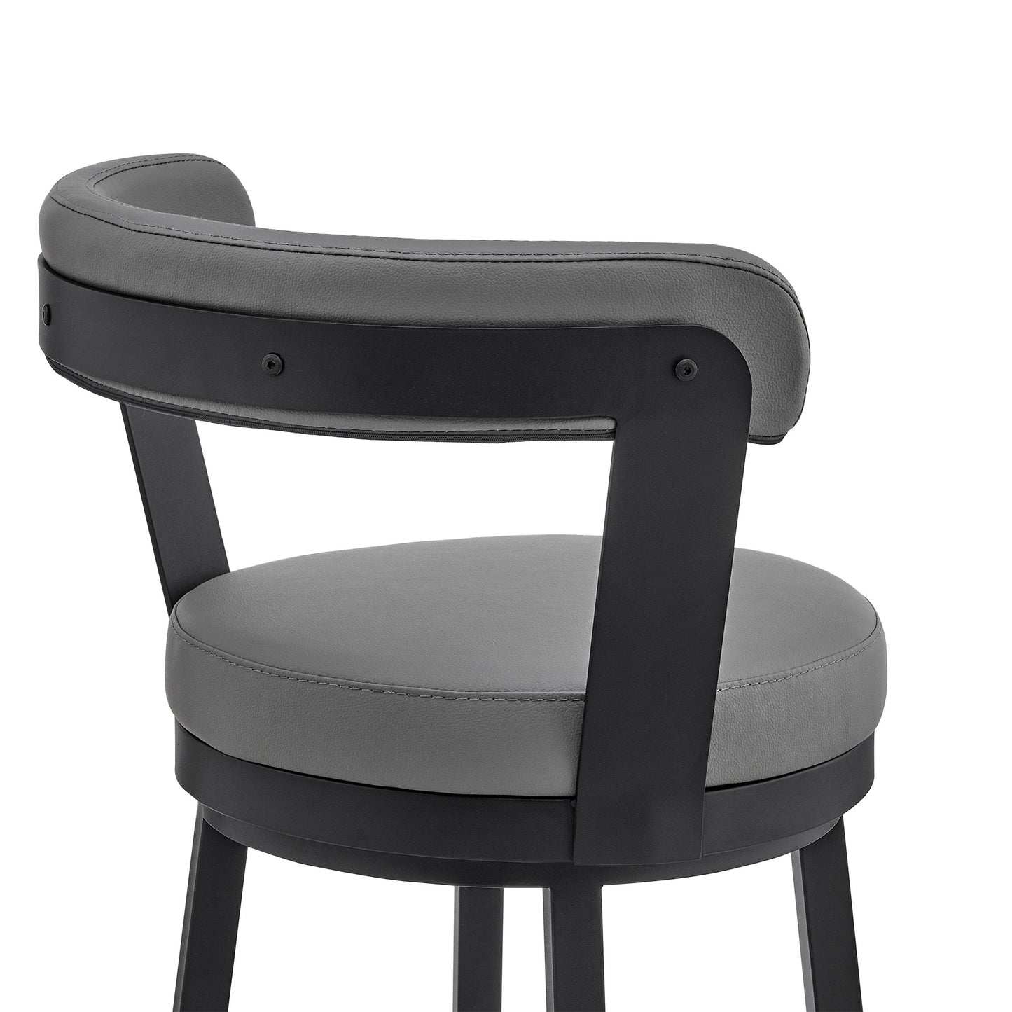 30" Gray And Black Iron Swivel Bar Height Bar Chair - Loft&Timber