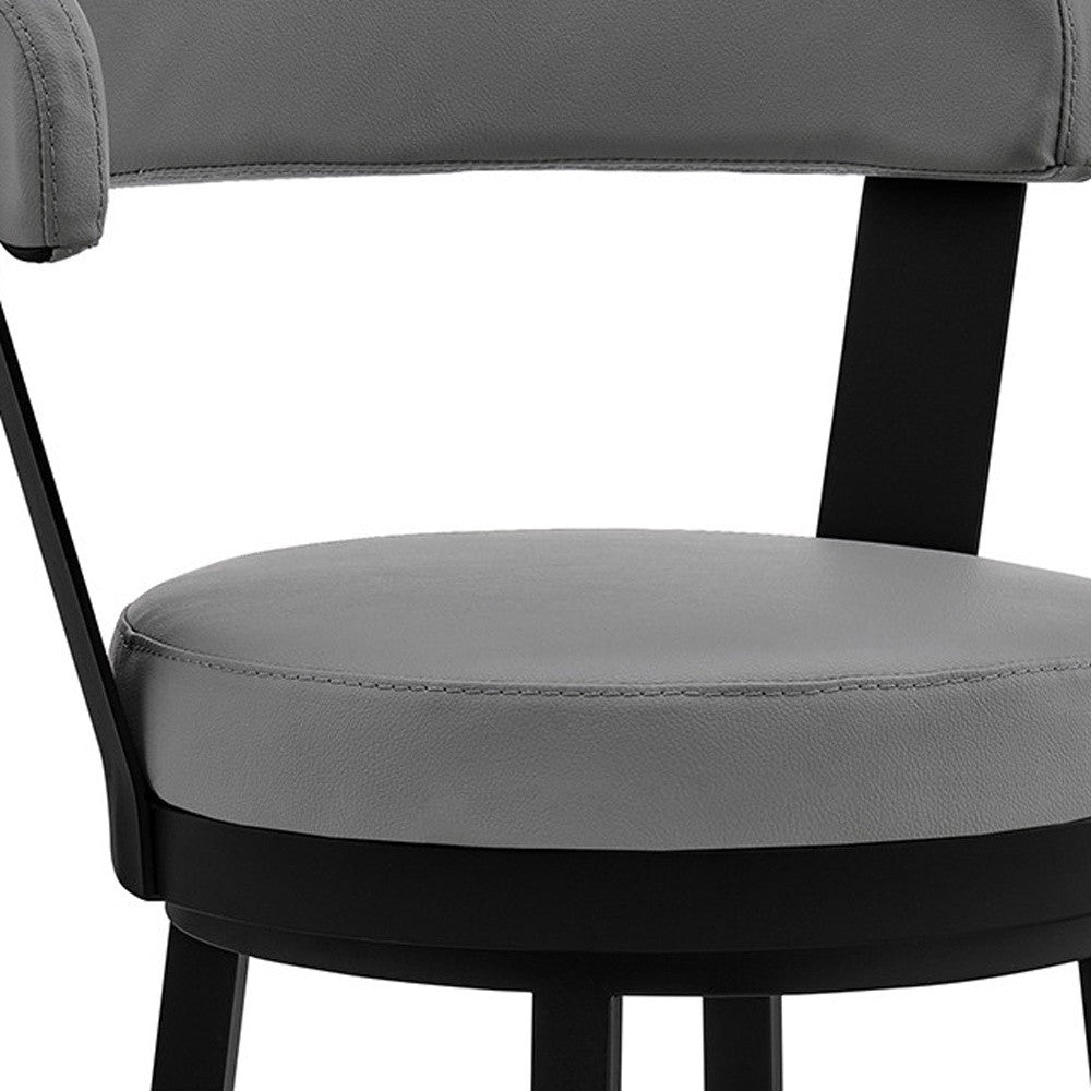 30" Gray And Black Iron Swivel Bar Height Bar Chair - Loft&Timber