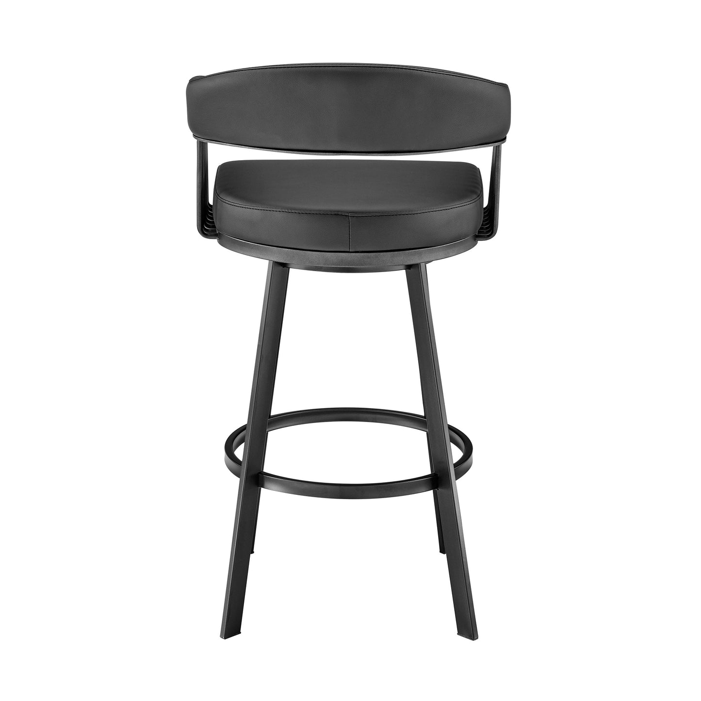 29" Black Fabric and Iron Low Back Bar Height Swivel Bar Chair - Loft&Timber
