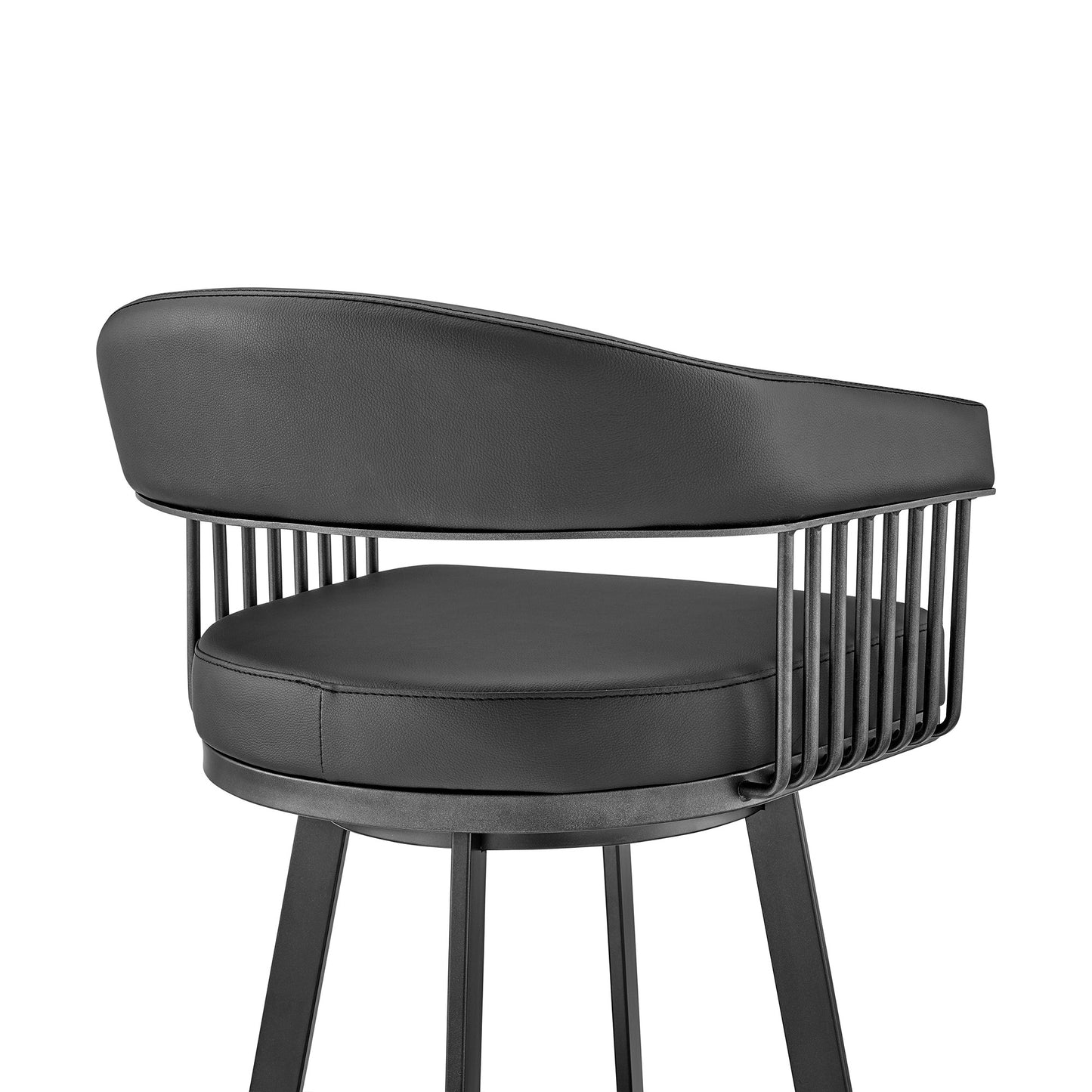 29" Black Fabric and Iron Low Back Bar Height Swivel Bar Chair - Loft&Timber