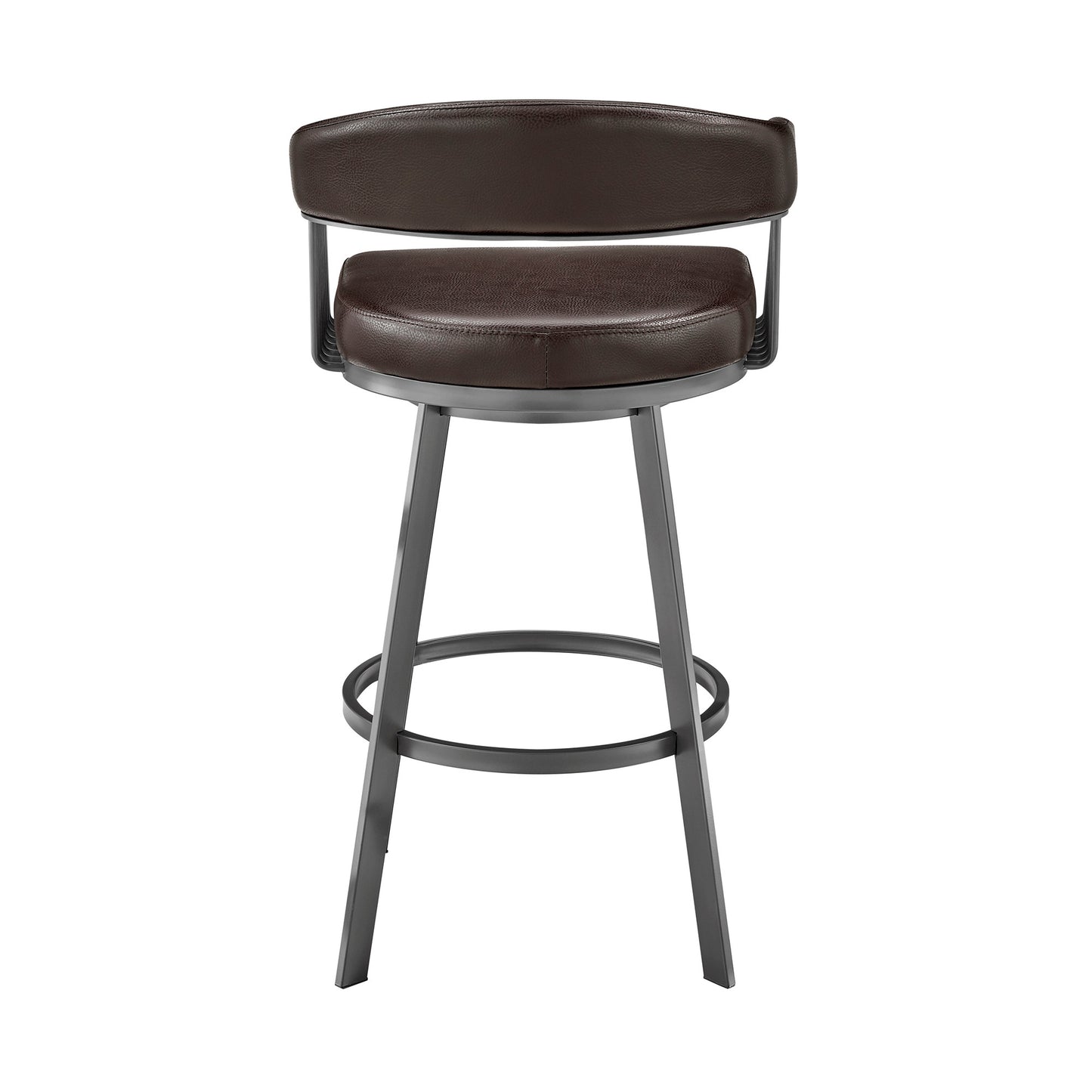 29" Chocolate And Gray Iron Swivel Low Back Bar Height Bar Chair - Loft&Timber