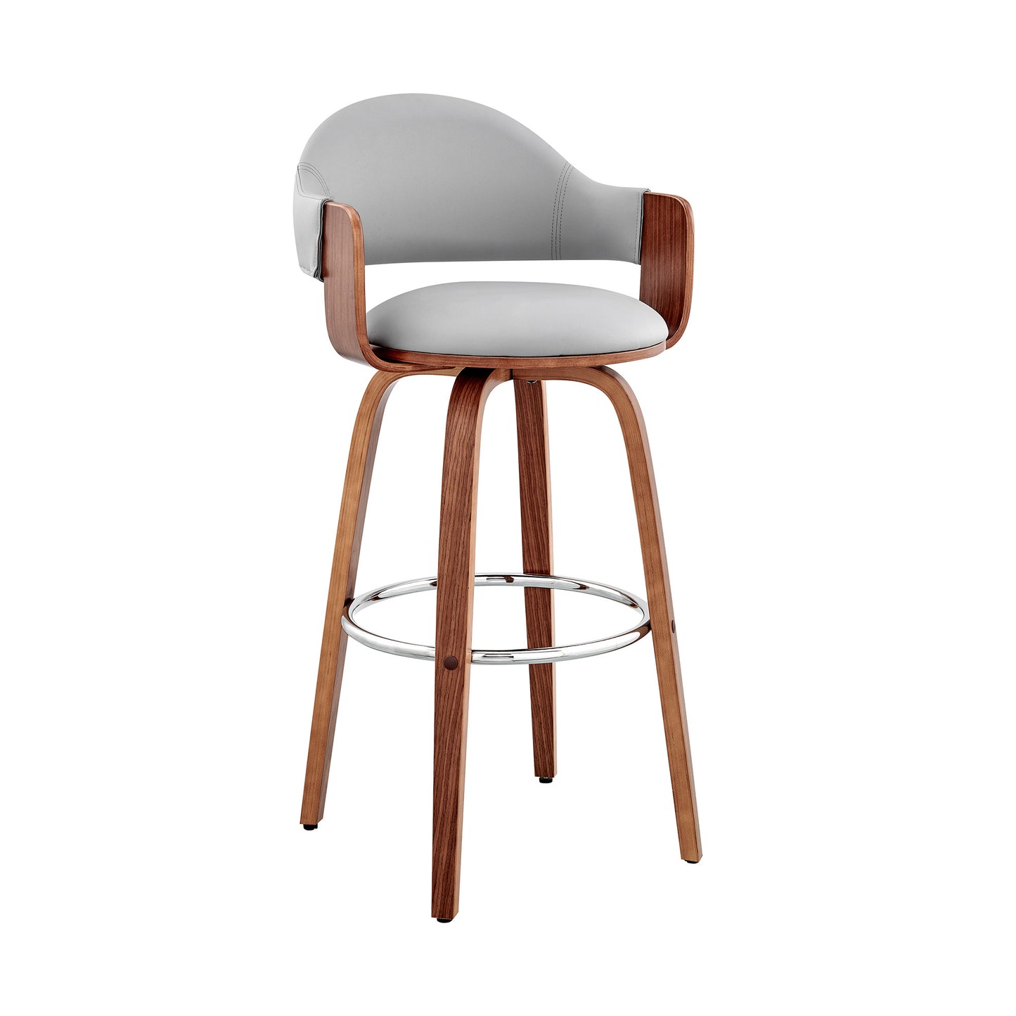 30" Gray And Brown Swivel Low Back Bar Height Bar Chair - Loft&Timber