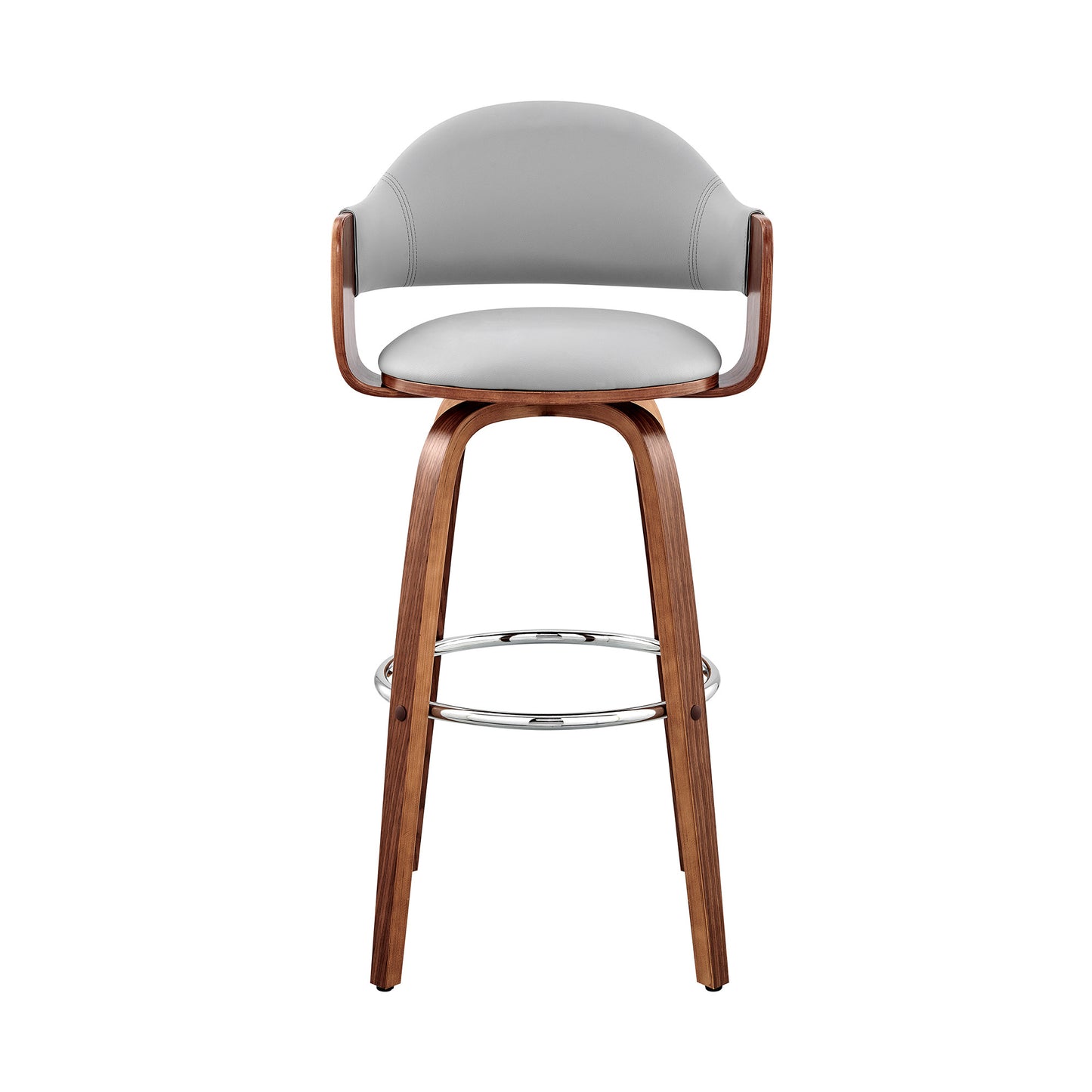 30" Gray And Brown Swivel Low Back Bar Height Bar Chair - Loft&Timber
