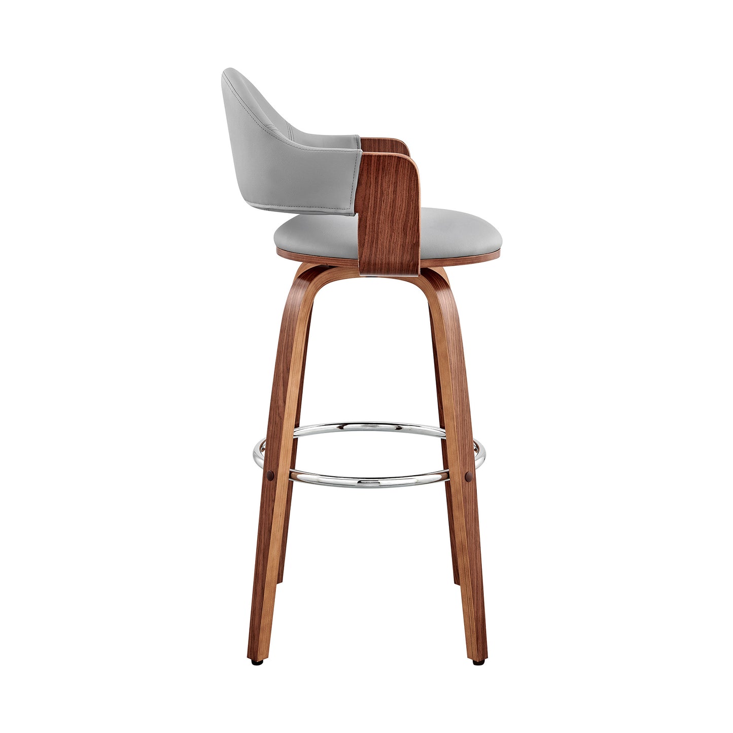 30" Gray And Brown Swivel Low Back Bar Height Bar Chair - Loft&Timber