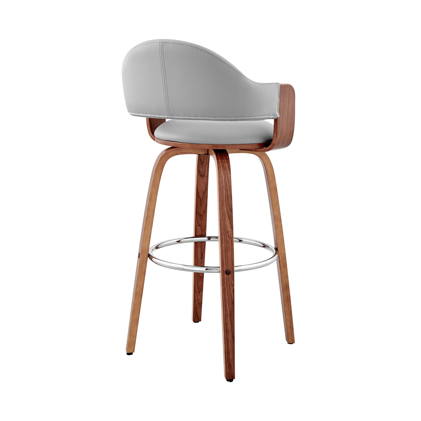 30" Gray And Brown Swivel Low Back Bar Height Bar Chair - Loft&Timber
