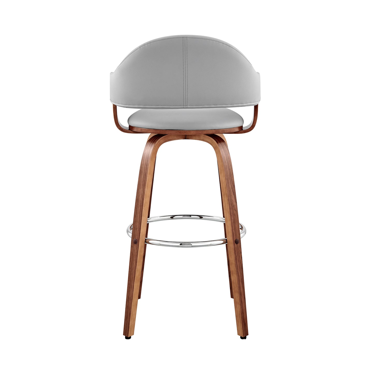 30" Gray And Brown Swivel Low Back Bar Height Bar Chair - Loft&Timber