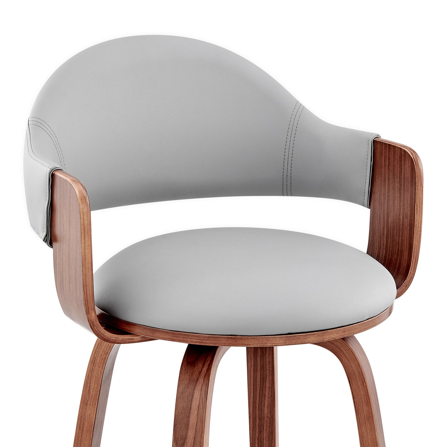 30" Gray And Brown Swivel Low Back Bar Height Bar Chair - Loft&Timber