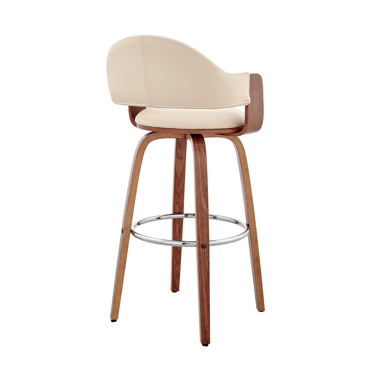 30" Cream and Brown Fabric Low Back Bar Height Swivel Bar Chair - Loft&Timber