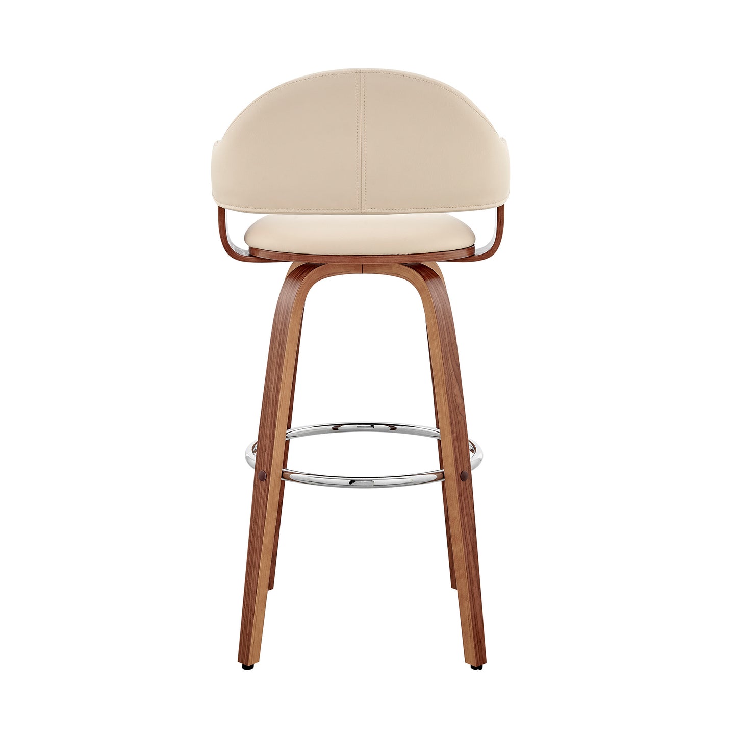 30" Cream and Brown Fabric Low Back Bar Height Swivel Bar Chair - Loft&Timber
