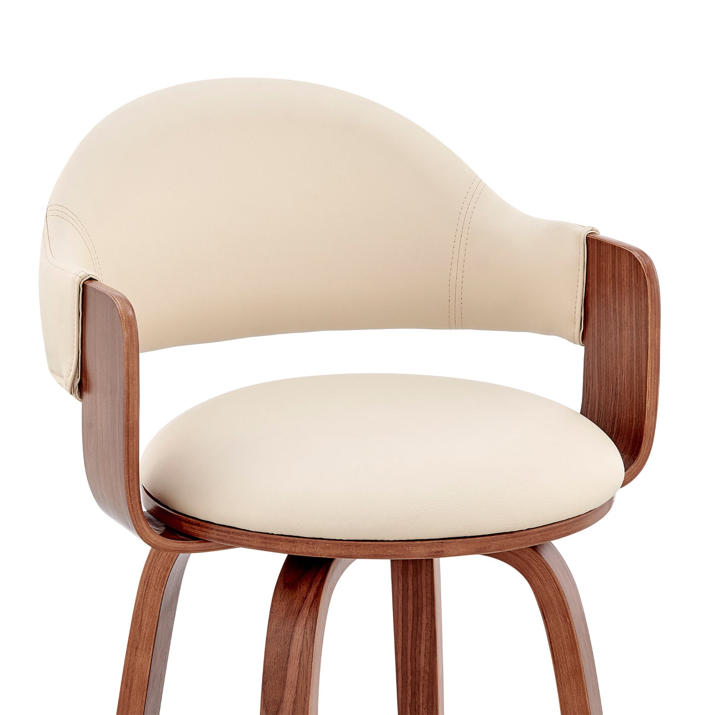 30" Cream and Brown Fabric Low Back Bar Height Swivel Bar Chair - Loft&Timber