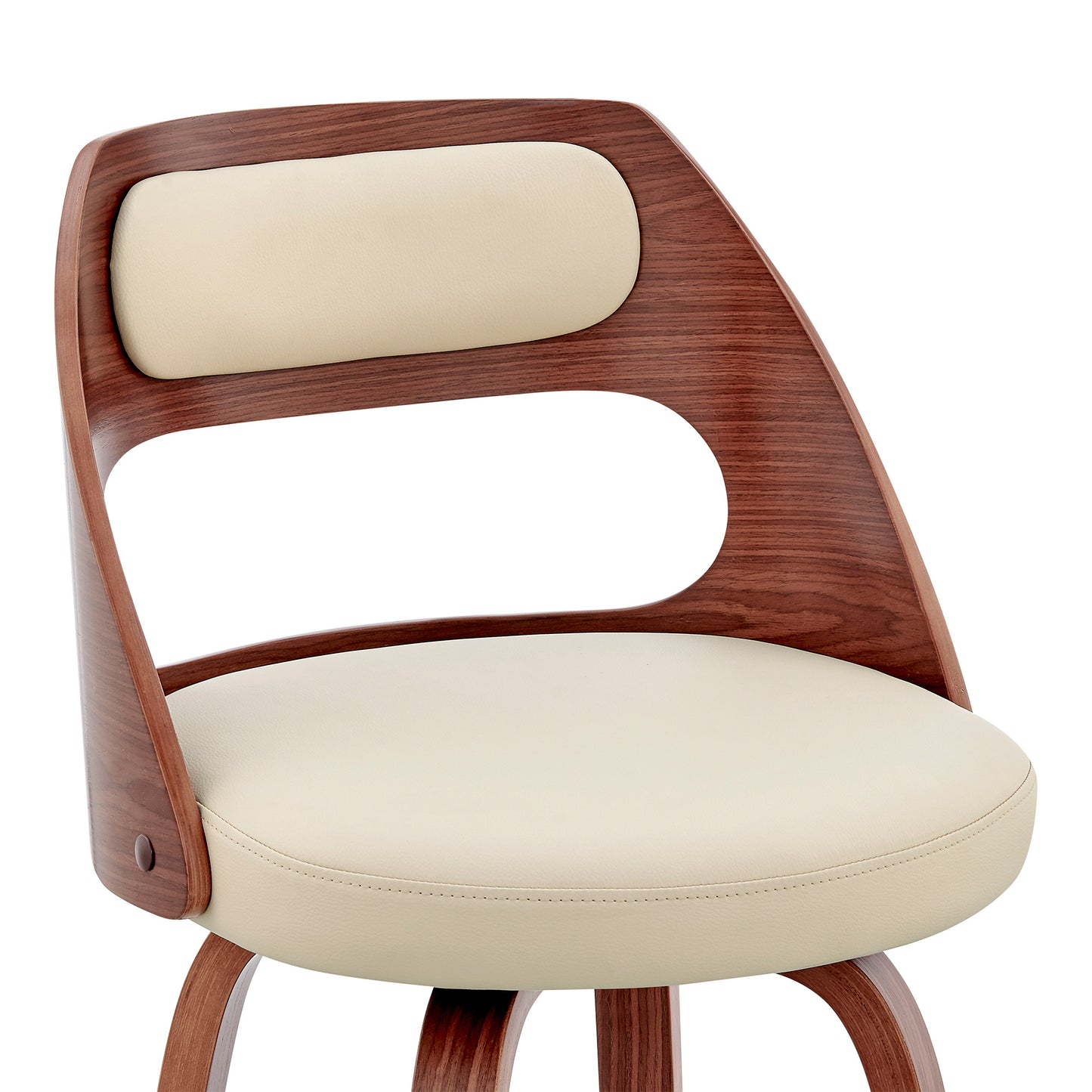 30" Cream and Brown Faux Leather Swivel Bar Chair - Loft&Timber