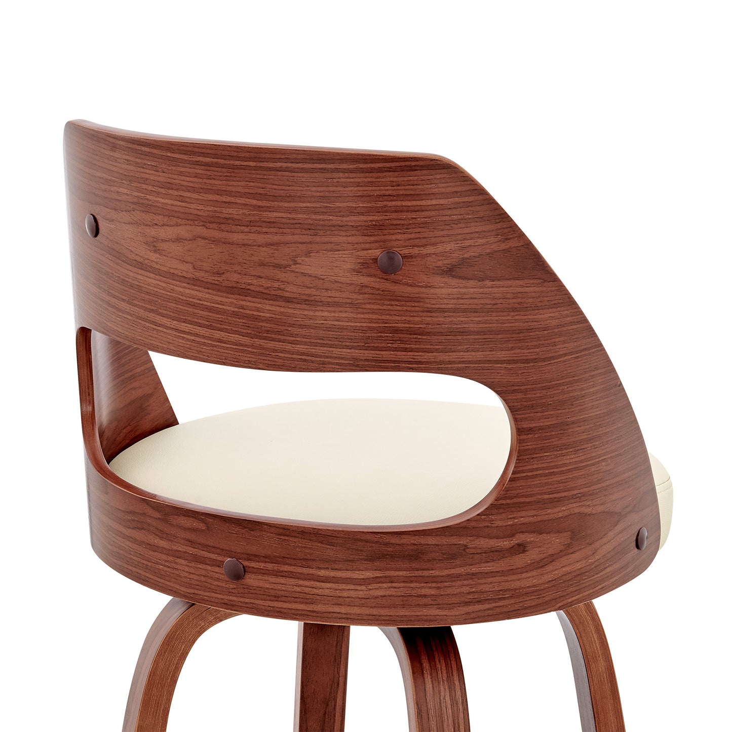 30" Cream and Brown Faux Leather Swivel Bar Chair - Loft&Timber