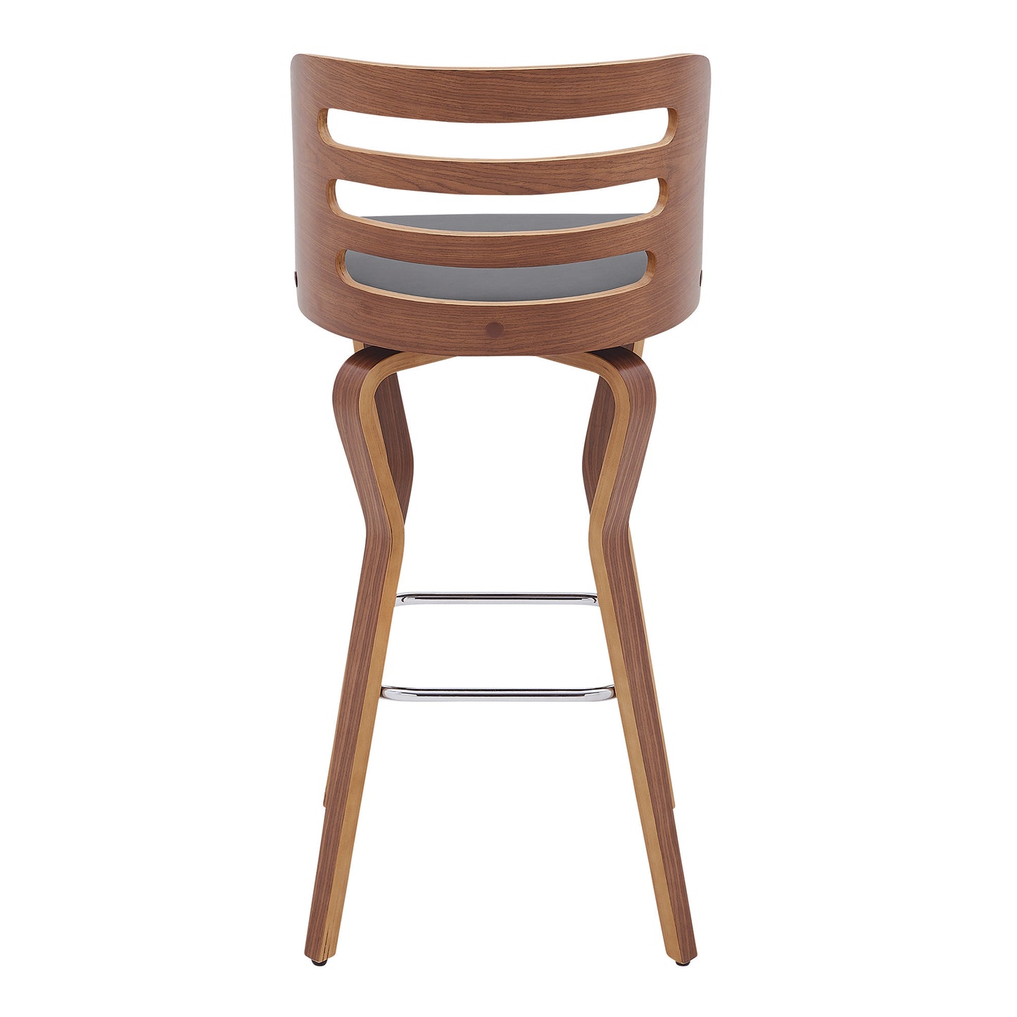 29" Gray And Brown Faux Leather Swivel Low Back Bar Height Bar Chair - Loft&Timber