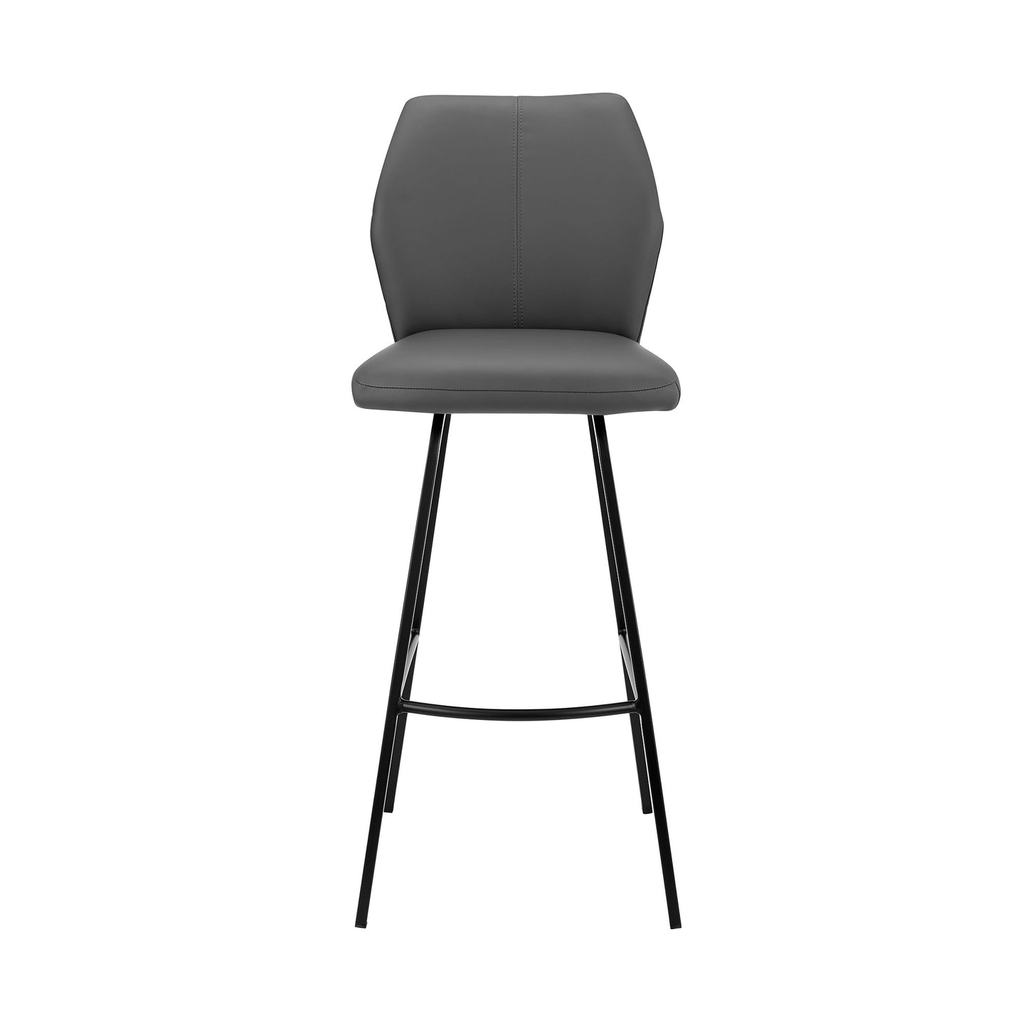 30" Gray And Black Faux Leather And Iron Bar Height Bar Chair - Loft&Timber