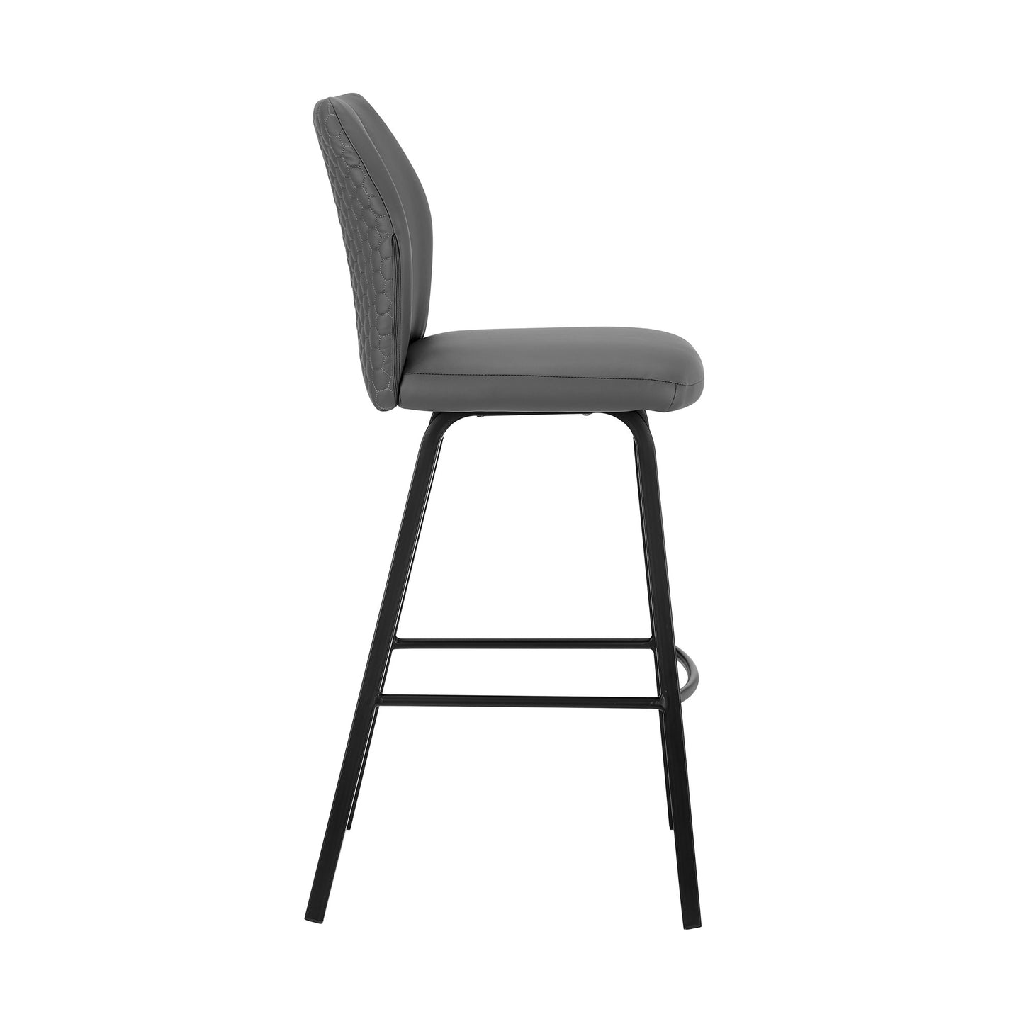 30" Gray And Black Faux Leather And Iron Bar Height Bar Chair - Loft&Timber