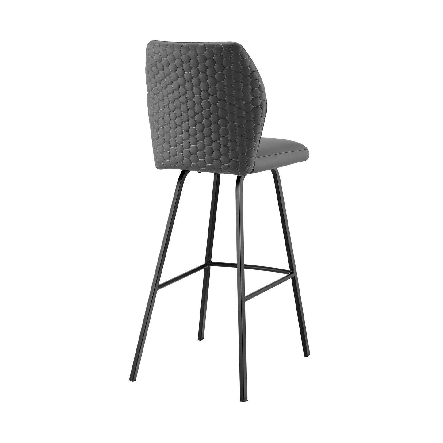30" Gray And Black Faux Leather And Iron Bar Height Bar Chair - Loft&Timber