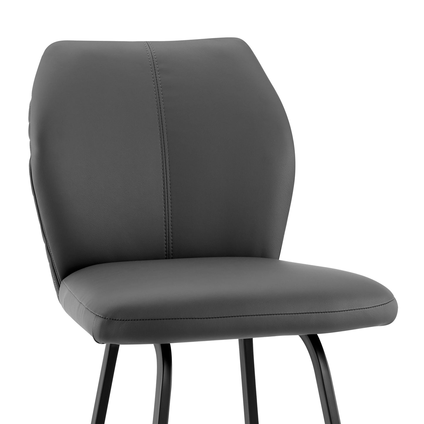 30" Gray And Black Faux Leather And Iron Bar Height Bar Chair - Loft&Timber