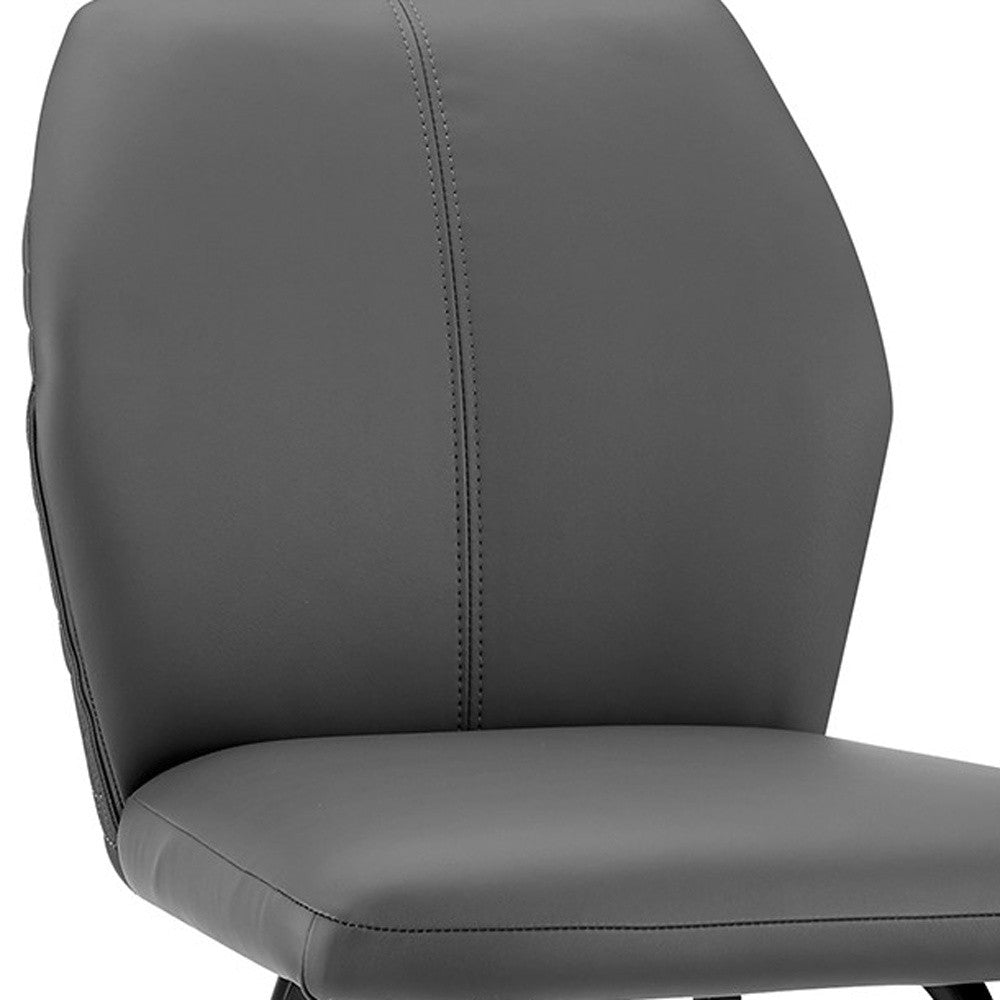 30" Gray And Black Faux Leather And Iron Bar Height Bar Chair - Loft&Timber