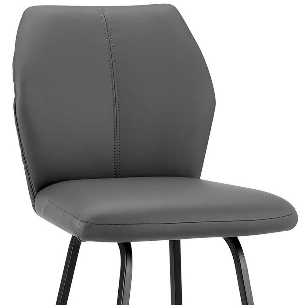 30" Gray And Black Faux Leather And Iron Bar Height Bar Chair - Loft&Timber