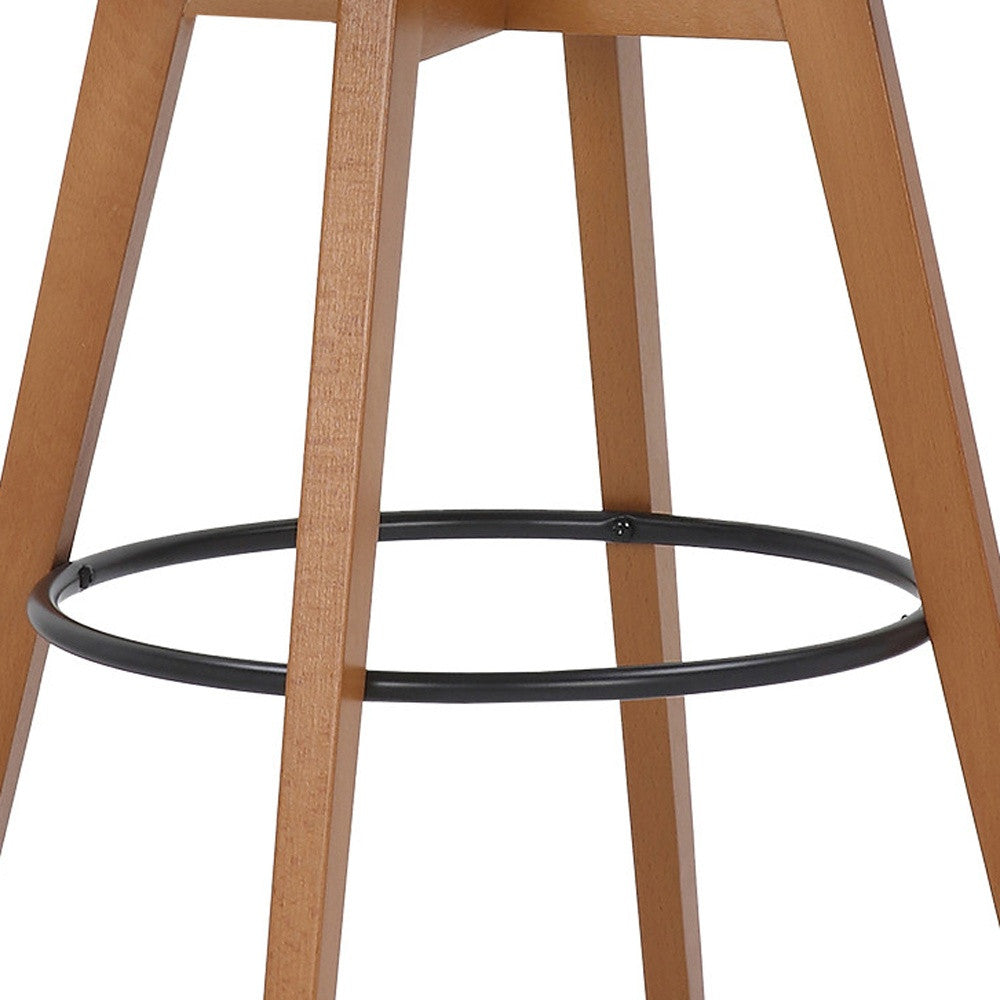 31" Cream and Black Fabric and Iron Bar Height Swivel Bar Chair - Loft&Timber
