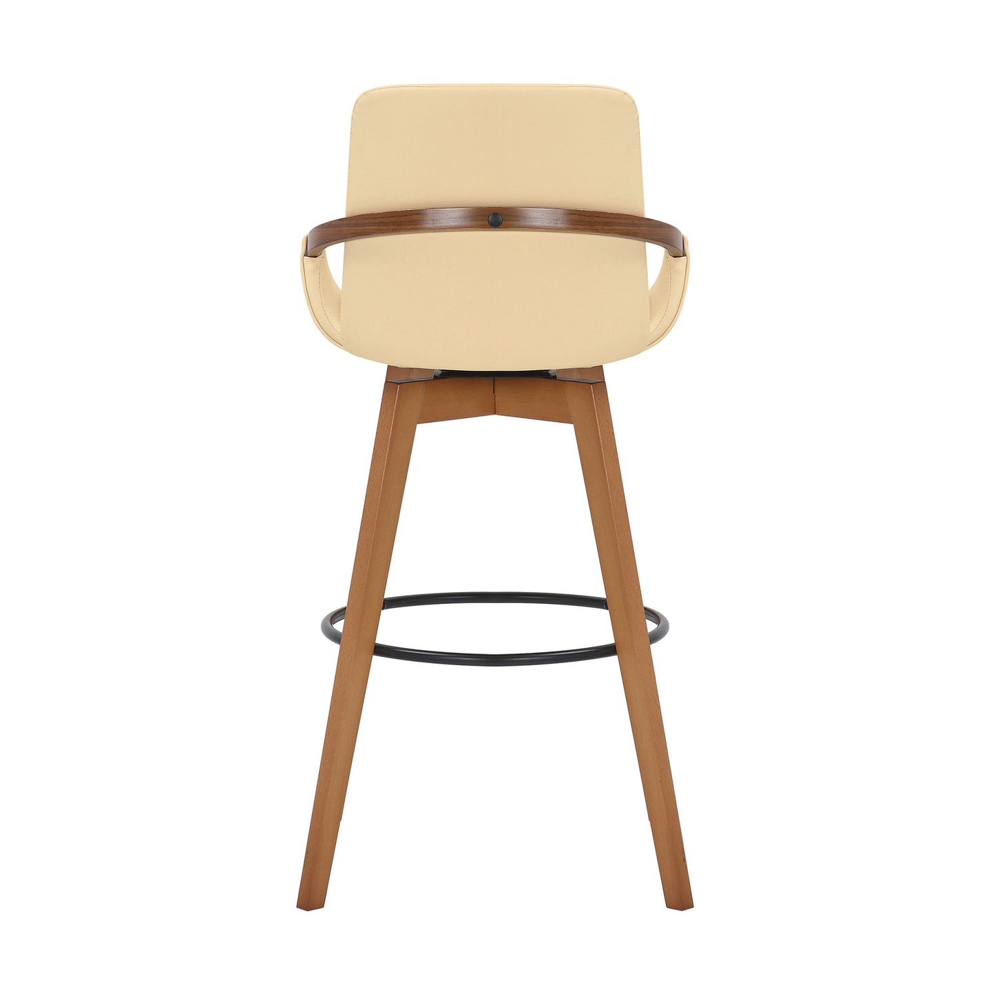 31" Cream and Black Fabric and Iron Bar Height Swivel Bar Chair - Loft&Timber