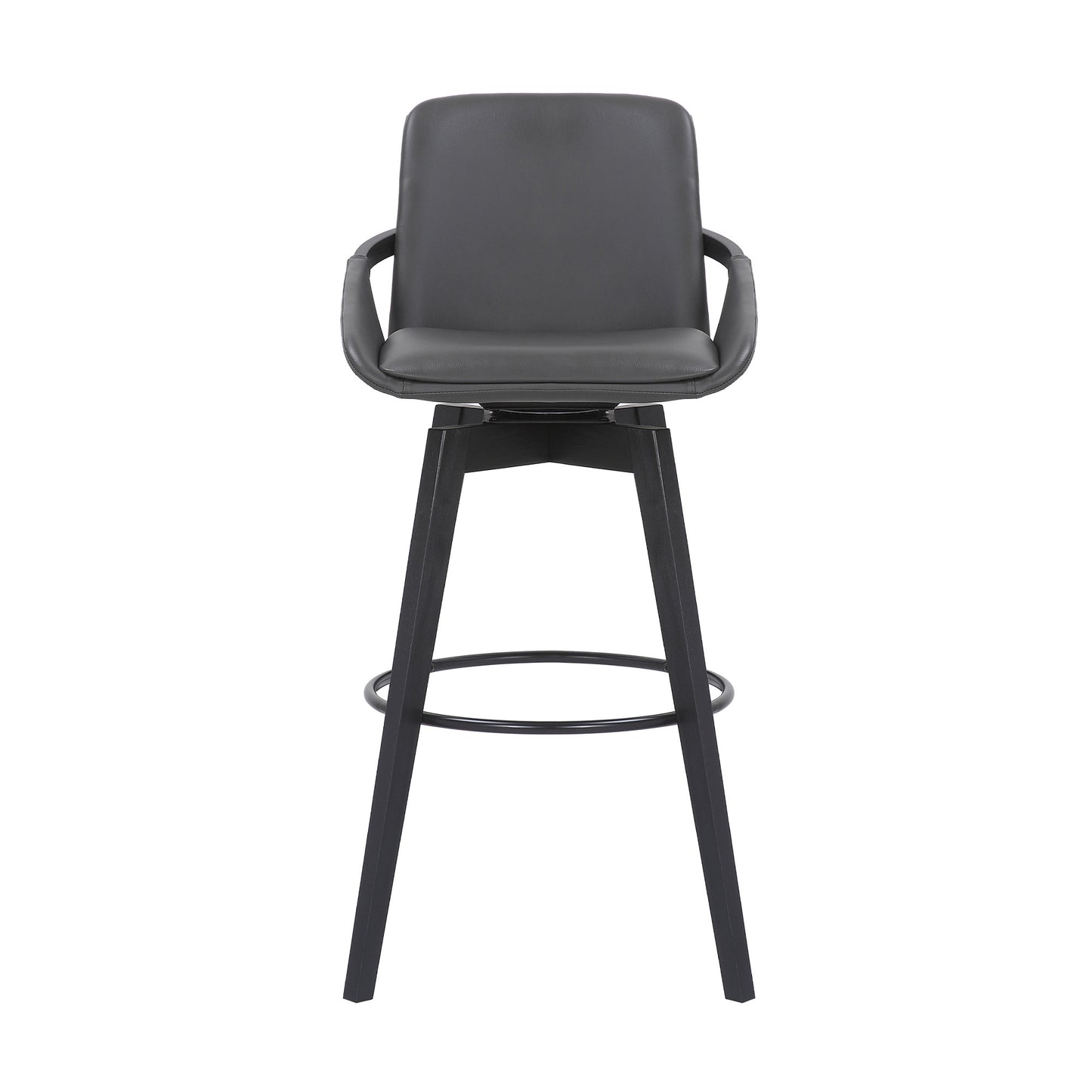 31" Gray and Black Fabric and Iron Bar Height Swivel Bar Chair - Loft&Timber
