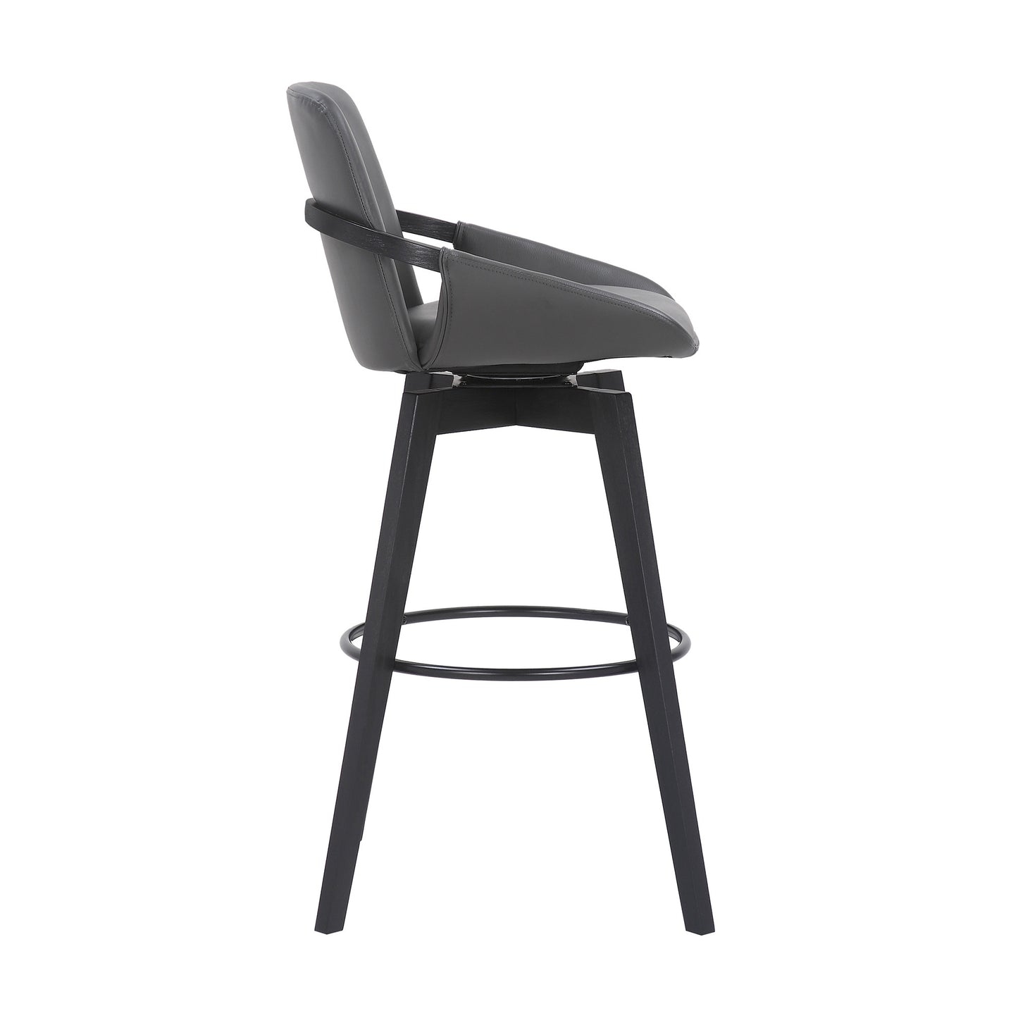 31" Gray and Black Fabric and Iron Bar Height Swivel Bar Chair - Loft&Timber