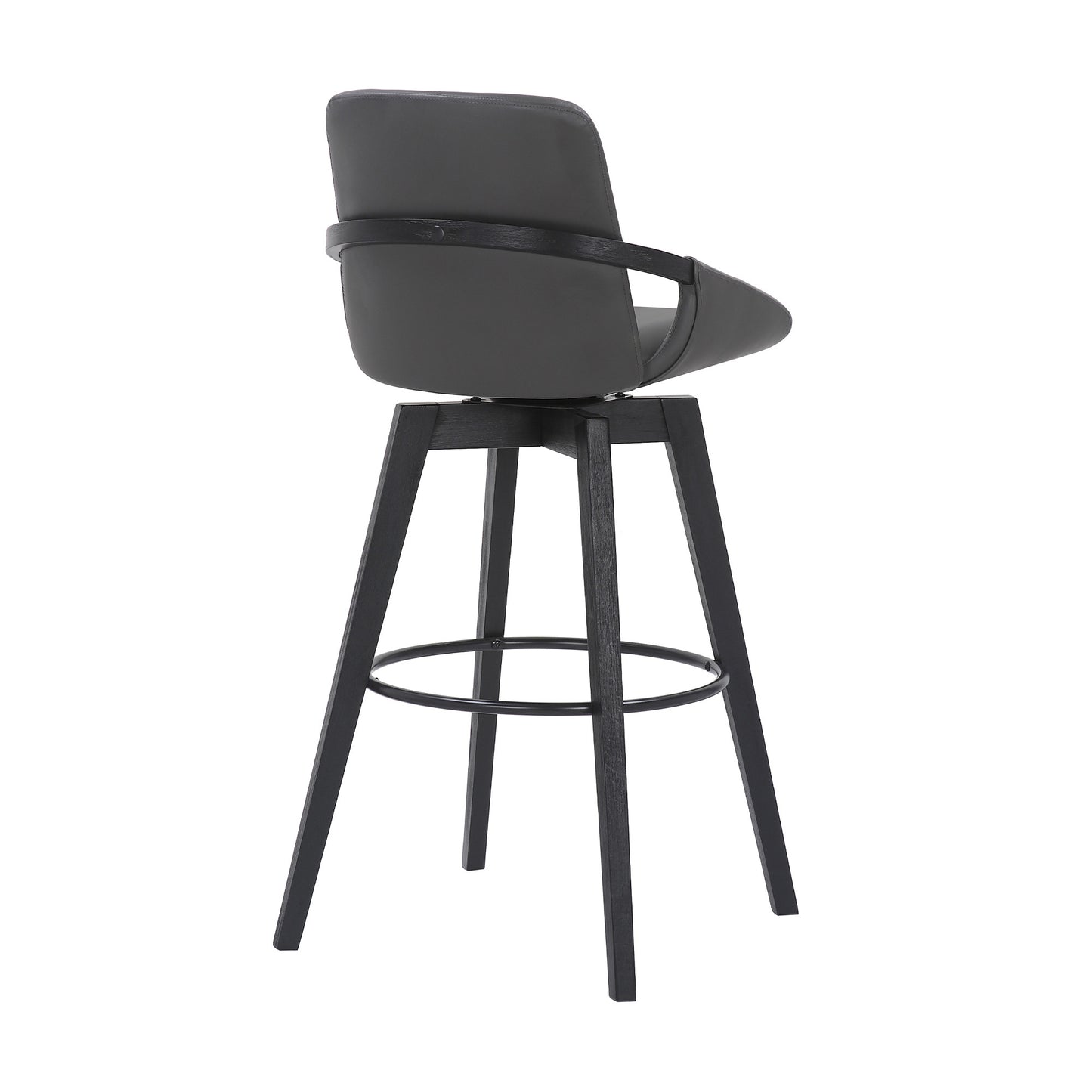 31" Gray and Black Fabric and Iron Bar Height Swivel Bar Chair - Loft&Timber