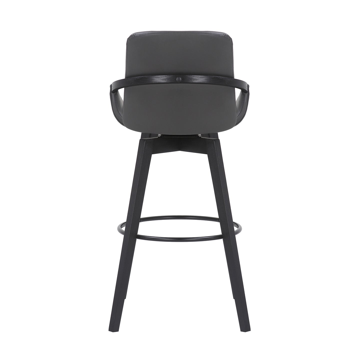 31" Gray and Black Fabric and Iron Bar Height Swivel Bar Chair - Loft&Timber