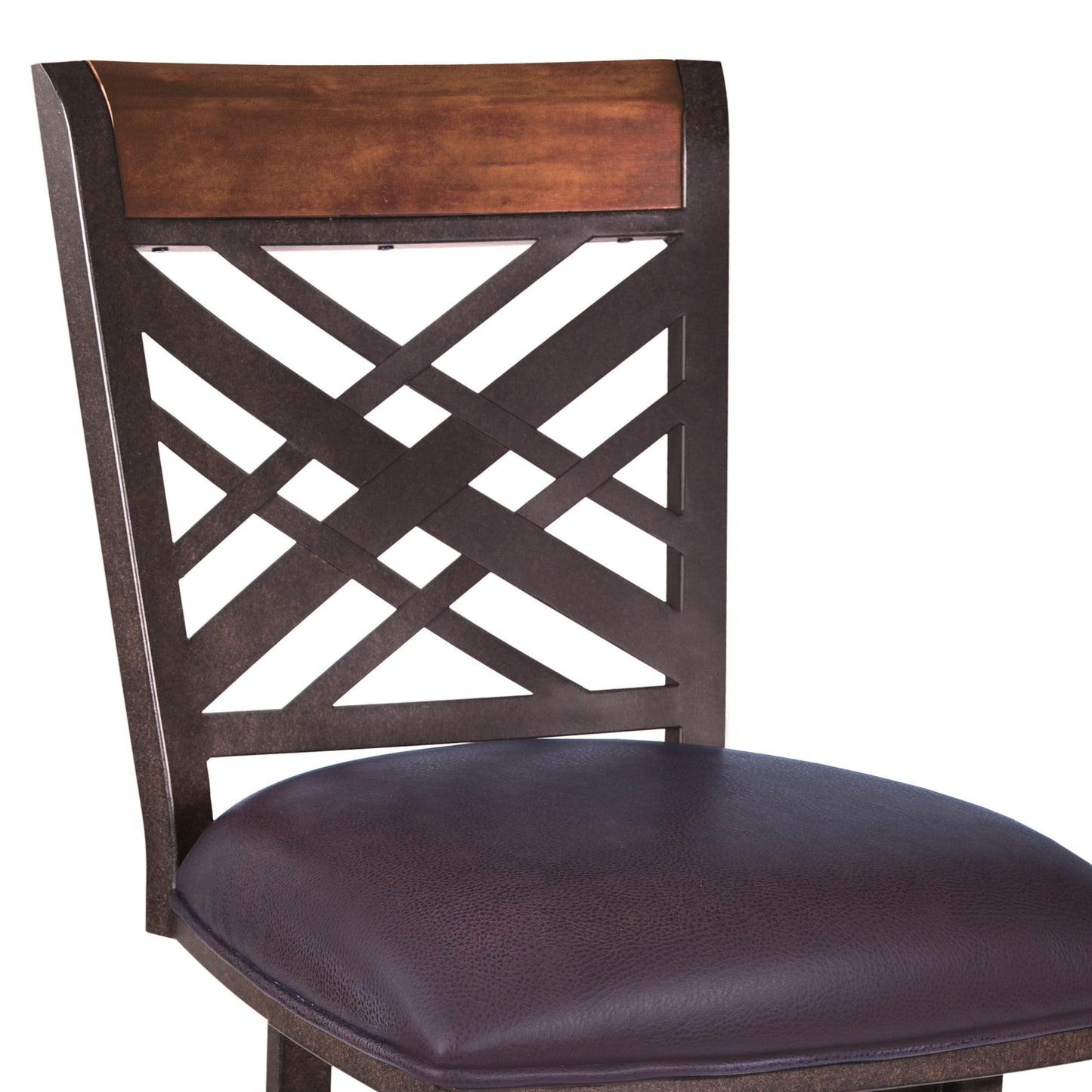30" Brown Faux Leather And Iron Bar Height Bar Chair - Loft&Timber